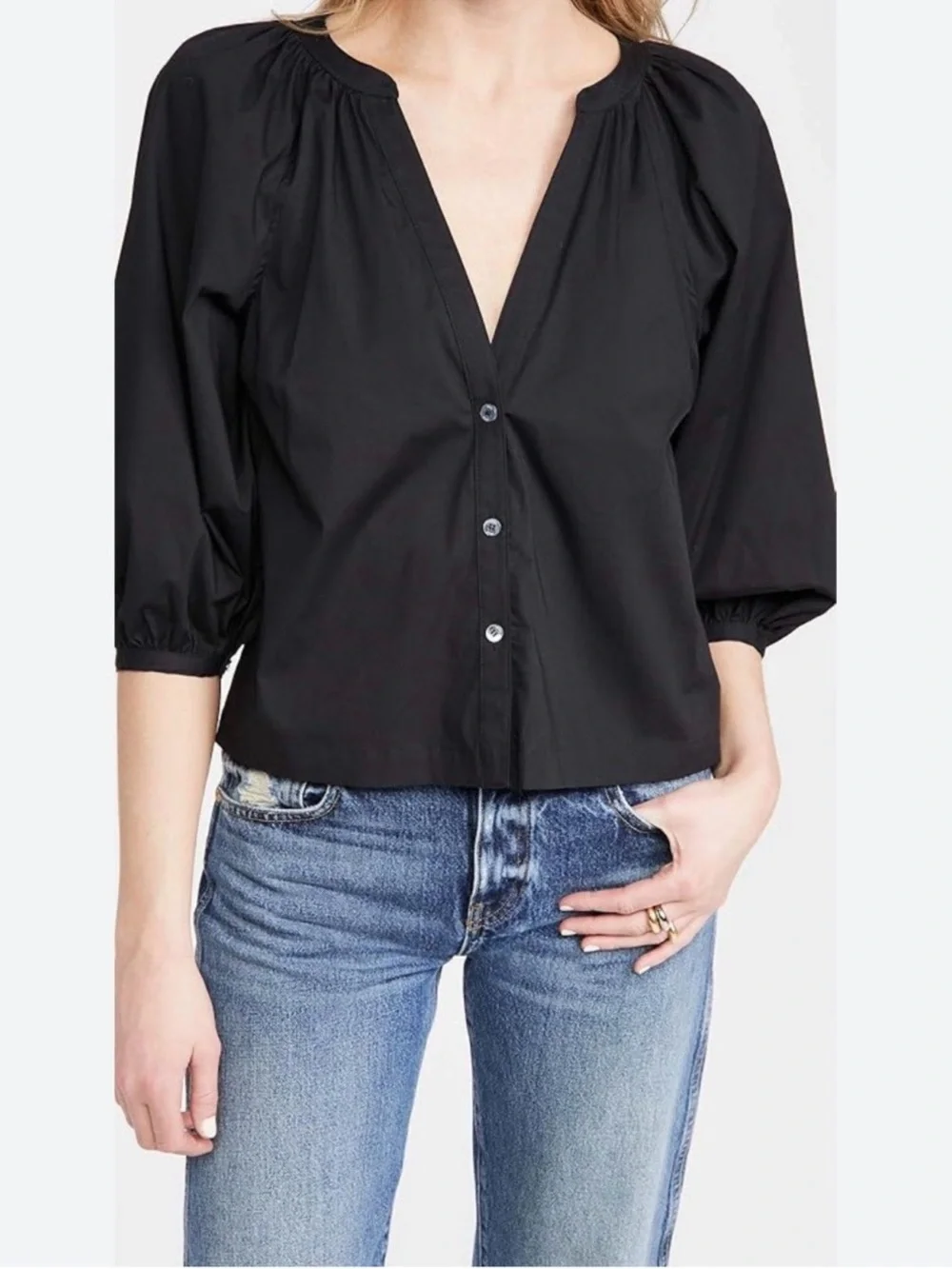 STAUD New Dill Minimalist Poplin Cotton Top Size S